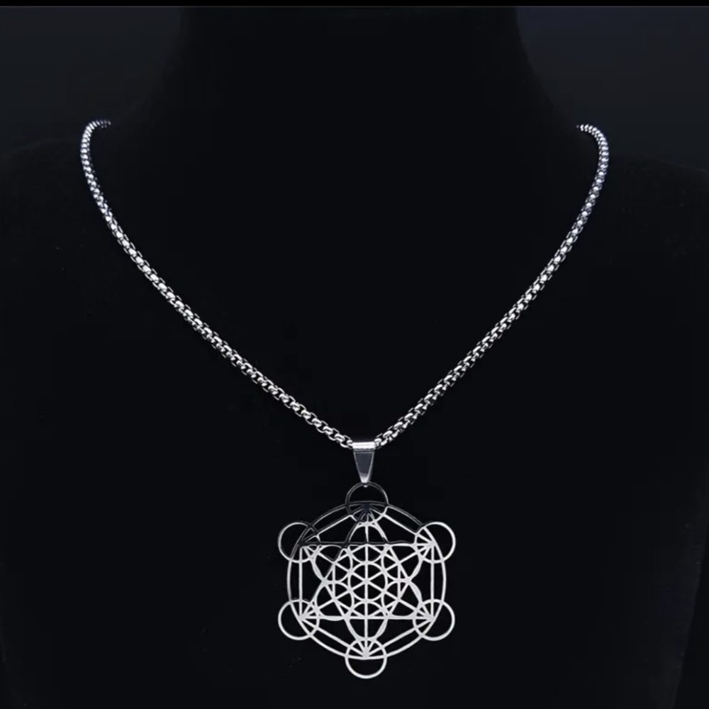 Unisex Flower Of Life Chakra Spiritual Stainless Steel Chain Necklace